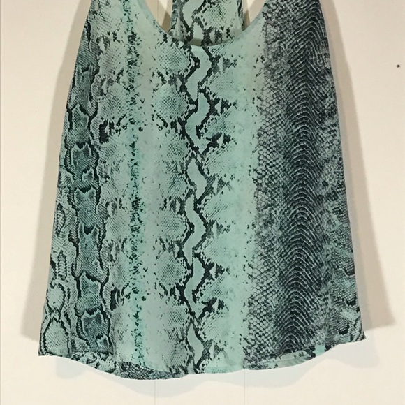 Joie Green Snake Print Racer Back Silk Top - Picture 3 of 6